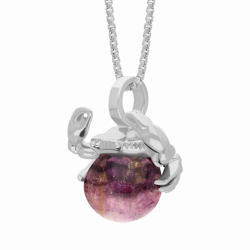 Sterling Silver Blue John Zodiac Cancer 8mm Bead Pendant