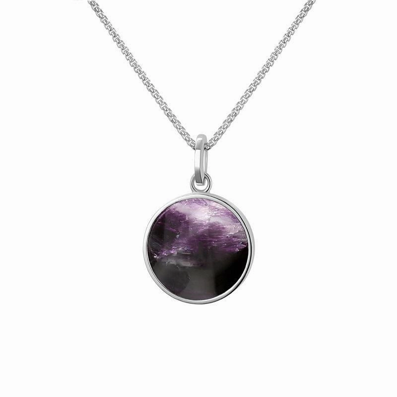 Sterling Silver Blue John  Zodiac Pisces Round Necklace