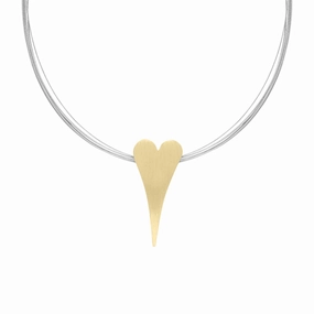 Sterling Silver Brushed Heart Necklace D