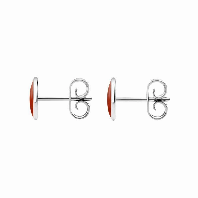 Sterling Silver Carnelian 7 x 5mm Classic Small Oval Stud Earrings