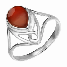 Sterling Silver Carnelian Pear Shaped Celtic Ring