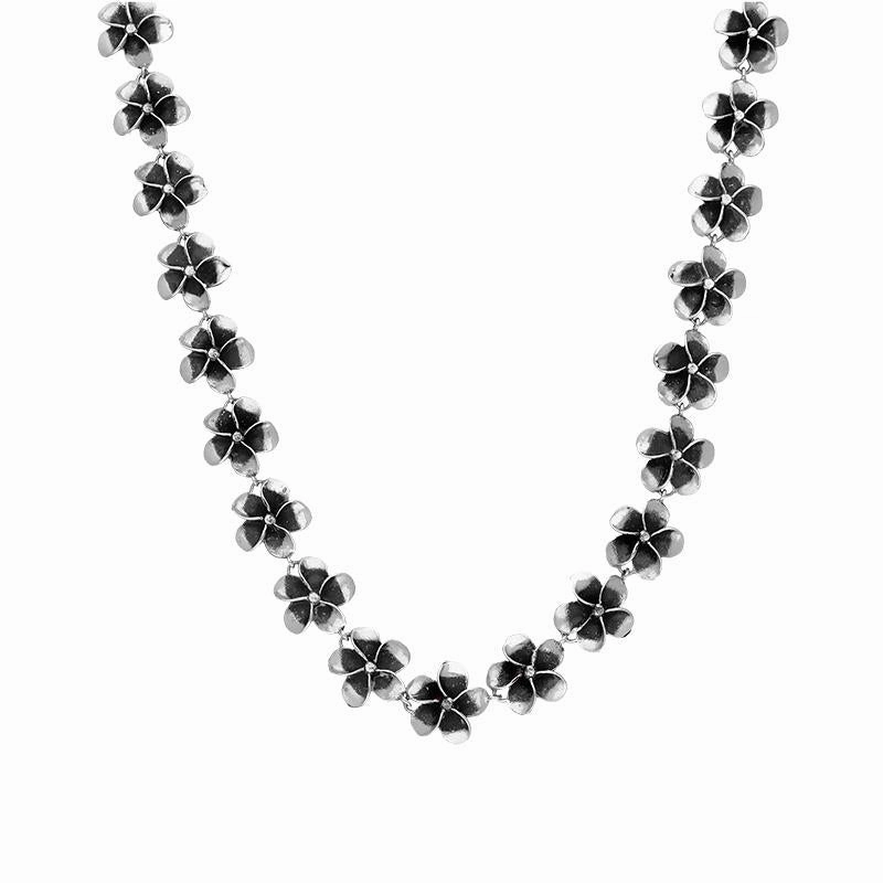 Sterling Silver Chain of Flowers Necklace