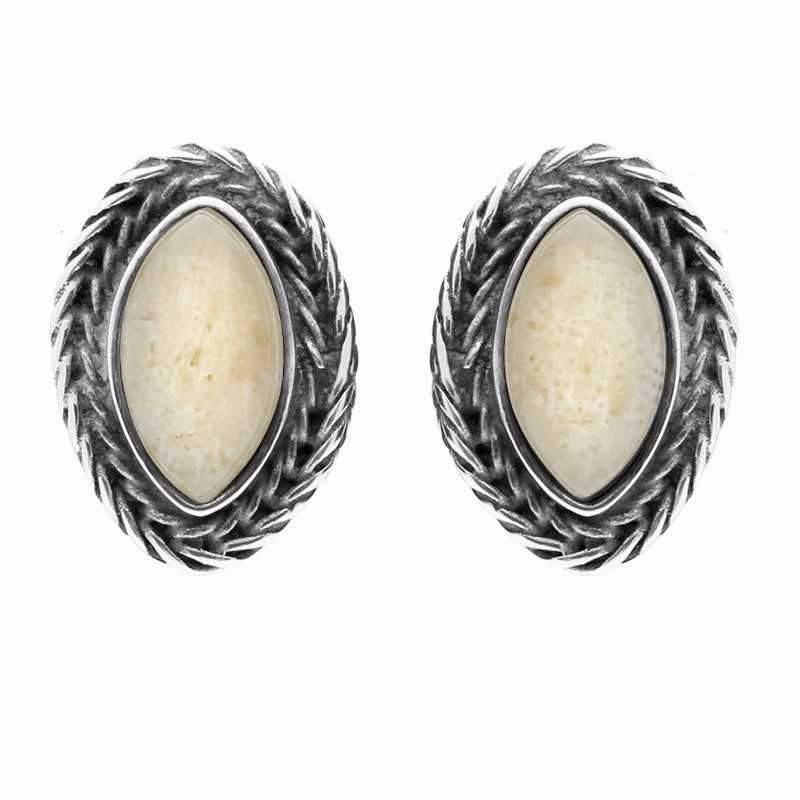 Sterling Silver Coquina Foxtail Small Marquise Stud Earrings