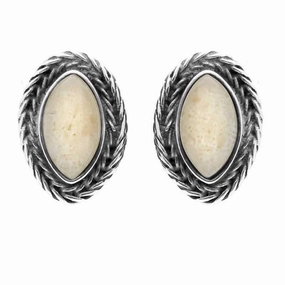 Sterling Silver Coquina Foxtail Small Marquise Stud Earrings