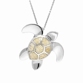 Sterling Silver Coquina Medium Seven Stone Turtle Necklace