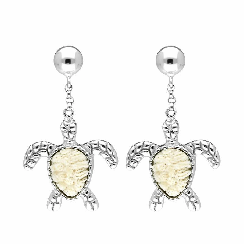 Sterling Silver Coquina Turtle Drop Earrings