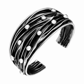 Sterling Silver Corrungated Cuff Bangle