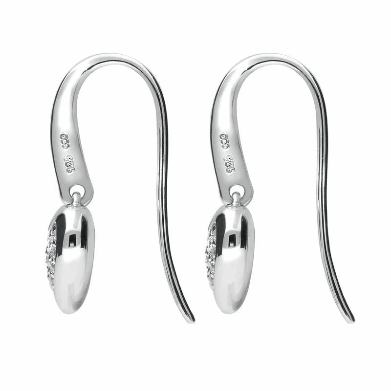 Sterling Silver Cubic Zirconia Small Heart Drop Earrings
