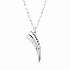Sterling Silver Cubic Zirconia Tooth Style Necklace