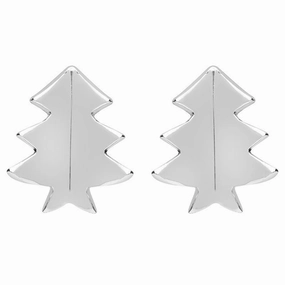 Sterling Silver Cut Out Christmas Tree Stud Earrings