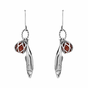 Sterling Silver Emma Stothard Silver Darling Amber Float Charm Hook Earrings