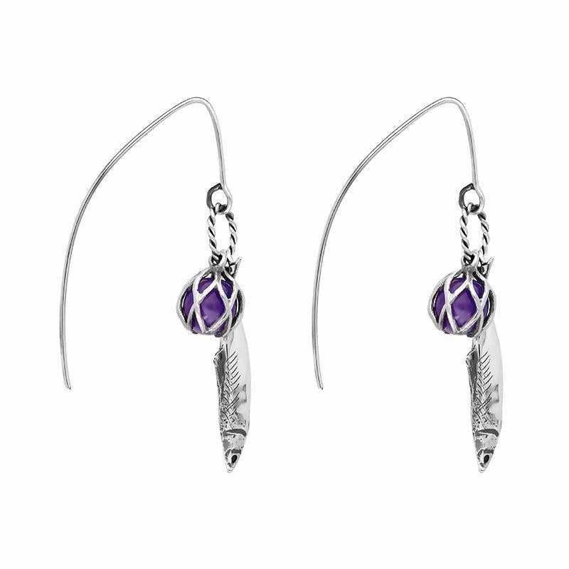 Sterling Silver Emma Stothard Silver Darling Amethyst Float Charm Hook Earrings