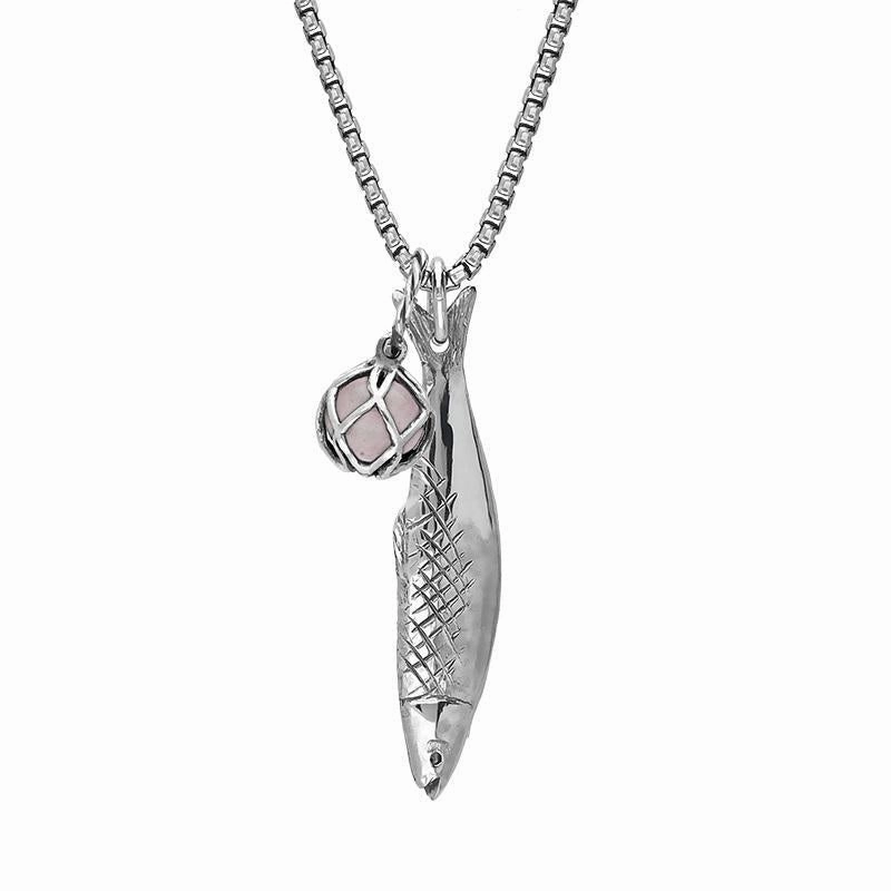 Sterling Silver Emma Stothard Silver Darling Rose Quartz Float Small Charm Necklace