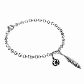 Sterling Silver Emma Stothard Silver Darling Whitby Jet Float Charm Bracelet