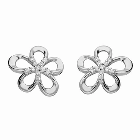 Sterling Silver Five Petal Flower Stud Earrings