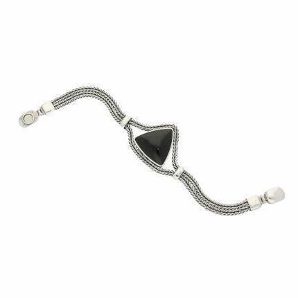 Sterling Silver Foxtail Whitby Jet Triangular Bracelet D