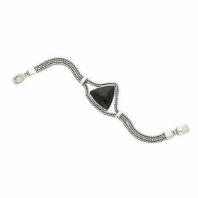 Sterling Silver Foxtail Whitby Jet Triangular Bracelet D