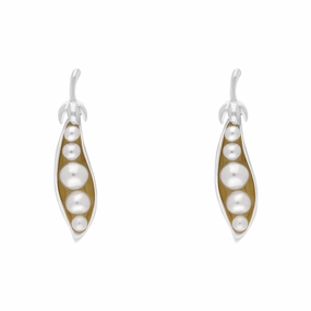 Sterling Silver Freshwater Pearl House & Garden Peapod Drop Earrings