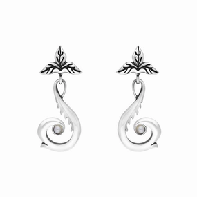 Sterling Silver Freshwater Pearl Scrollwork Drop Earrings