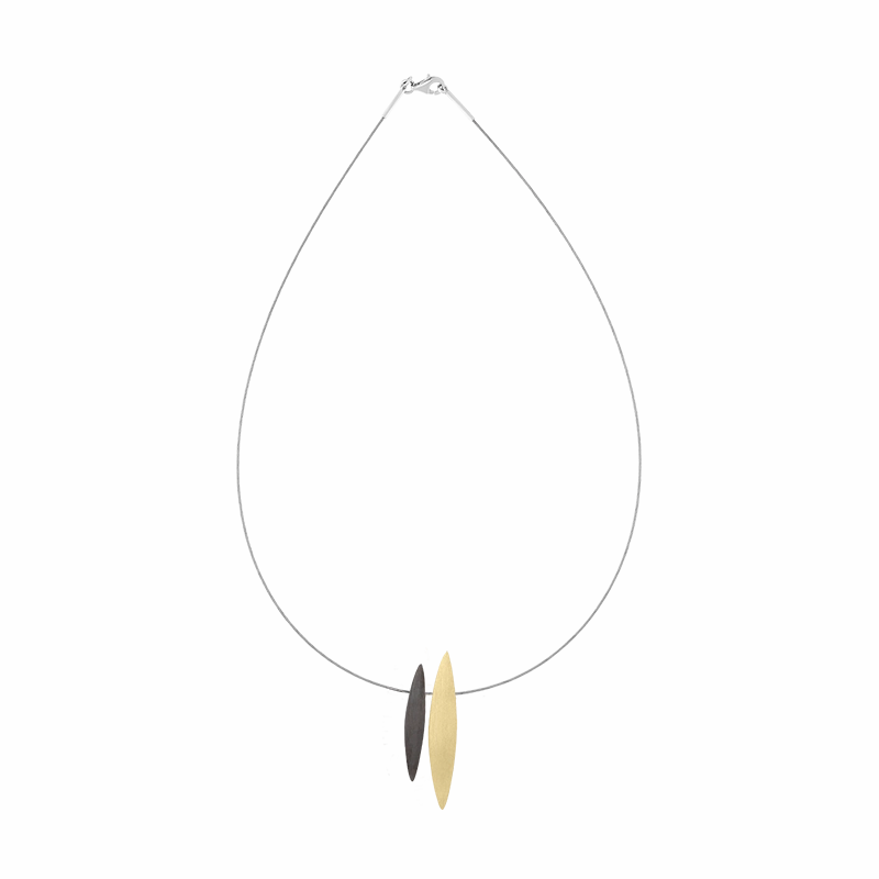 Sterling Silver Gold Plated Black Rhodium Double Marquise Necklace D