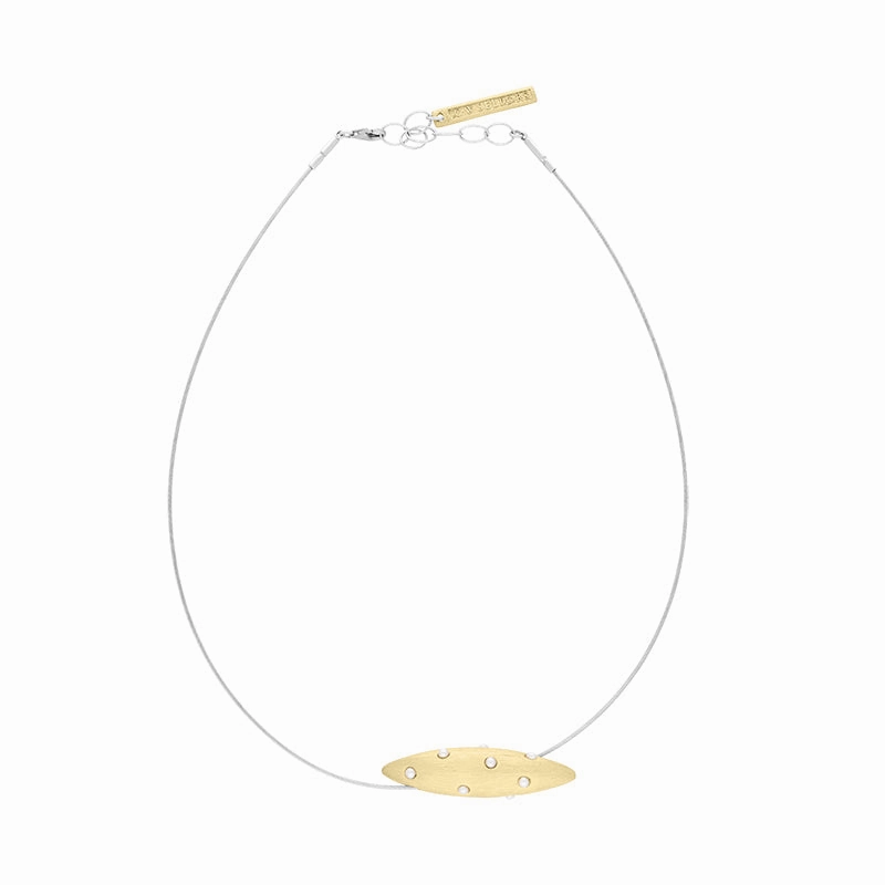 Sterling Silver Gold Plated Freshwater Pearl Horizontal Marquise Necklace D