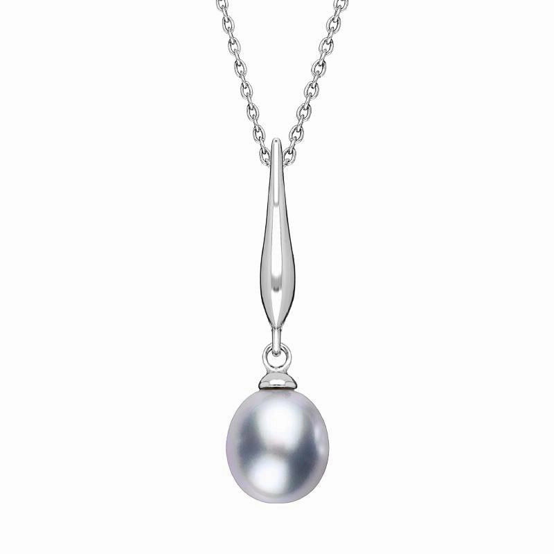 Sterling Silver Grey Freshwater Pearl Drop Necklace