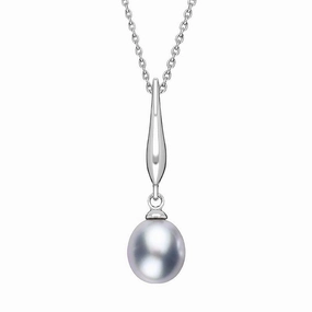 Sterling Silver Grey Freshwater Pearl Drop Necklace