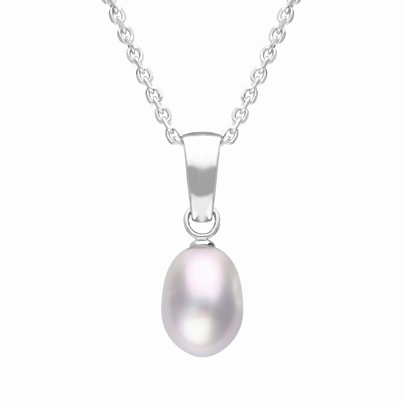 Sterling Silver Grey Pearl Drop Necklace D