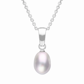 Sterling Silver Grey Pearl Drop Necklace D