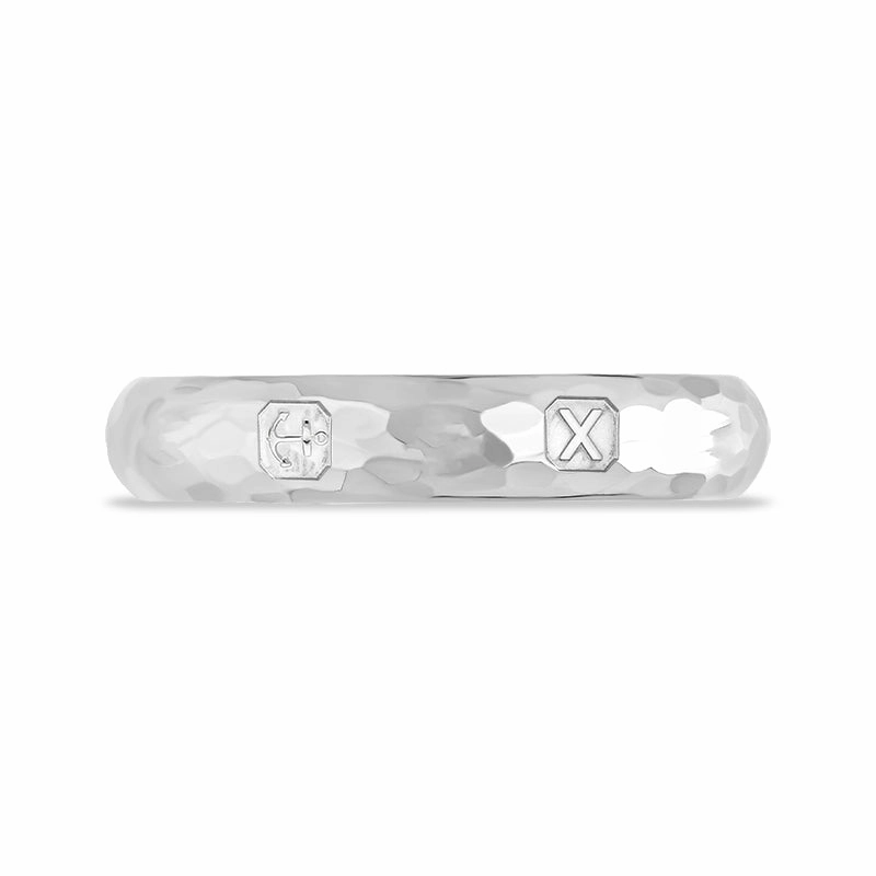 Sterling Silver Hallmark 4mm Hammered Ring