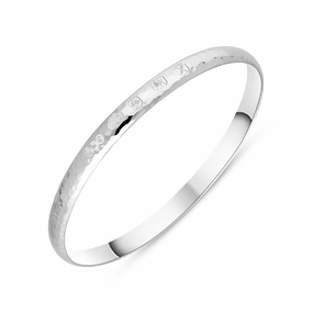 Sterling Silver Hallmark 6mm Hammered Bangle