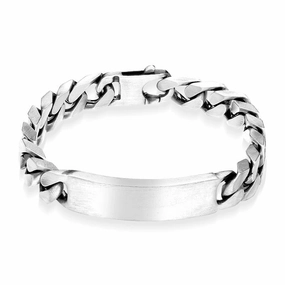 Sterling Silver Heavy Satin Finish Identity Bracelet