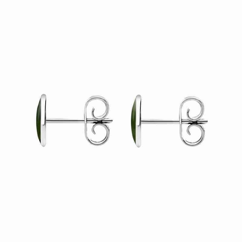 Sterling Silver Jade 7 x 5mm Classic Small Oval Stud Earrings
