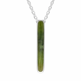 Sterling Silver Jade Lineaire Drop Oval Necklace