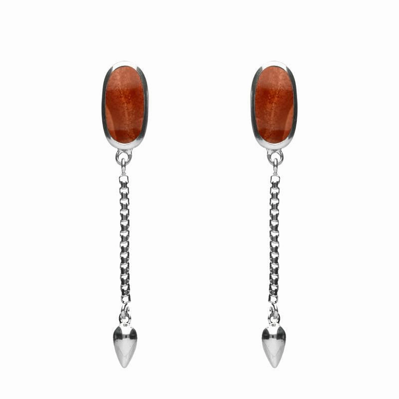 Sterling Silver Jasper Lineaire Medium Drop Stud Earrings