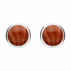 Sterling Silver Jasper Round Stud Earrings