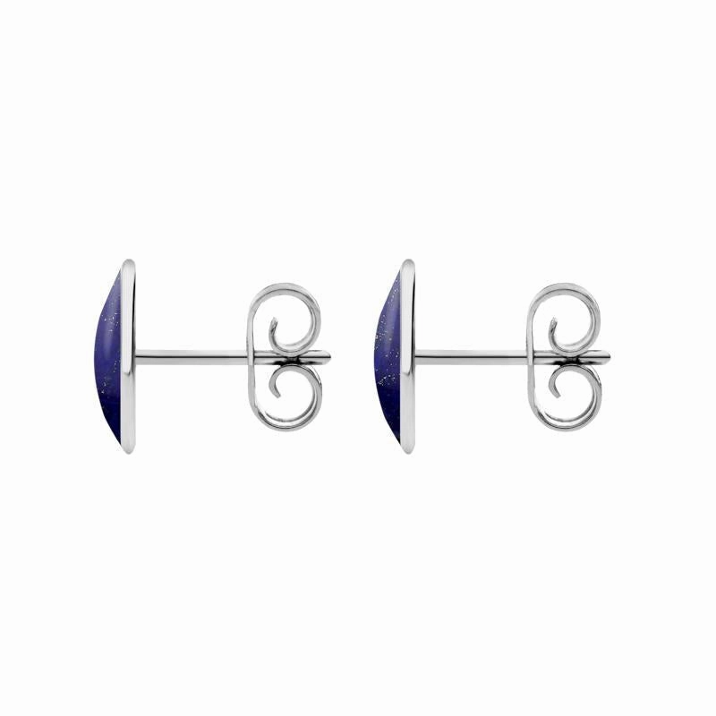 Sterling Silver Lapis Lazuli 8 x 10mm Classic Large Oval Stud Earrings