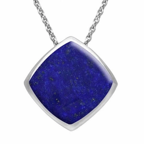 Sterling Silver Lapis Lazuli Cushion Necklace