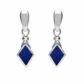 Sterling Silver Lapis Lazuli Dinky Diamond Shape Drop Earrings