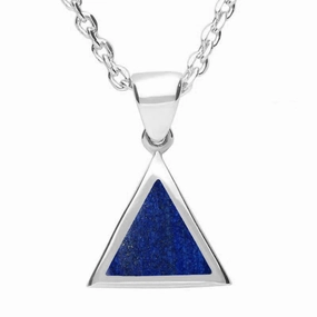 Sterling Silver Lapis Lazuli Flat Triangle Necklace