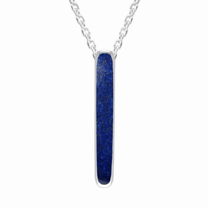 Sterling Silver Lapis Lazuli Lineaire Drop Oval Necklace