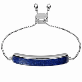 Sterling Silver Lapis Lazuli Lineaire Long Bracelet