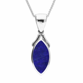 Sterling Silver Lapis Lazuli Marquise Necklace