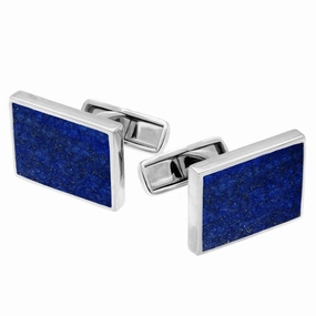 Sterling Silver Lapis Lazuli Oblong Cufflinks