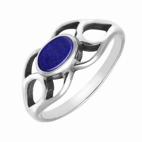 Sterling Silver Lapis Lazuli Oval Lattice Ring