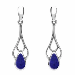 Sterling Silver Lapis Lazuli Pear Spoon Earrings