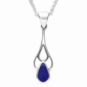 Sterling Silver Lapis Lazuli Pear Spoon Necklace