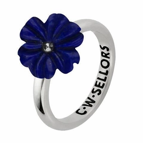 Sterling Silver Lapis Lazuli Tuberose 12mm Dahlia Ring
