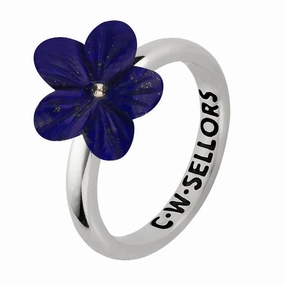 Sterling Silver Lapis Lazuli Tuberose 12mm Pansy Ring