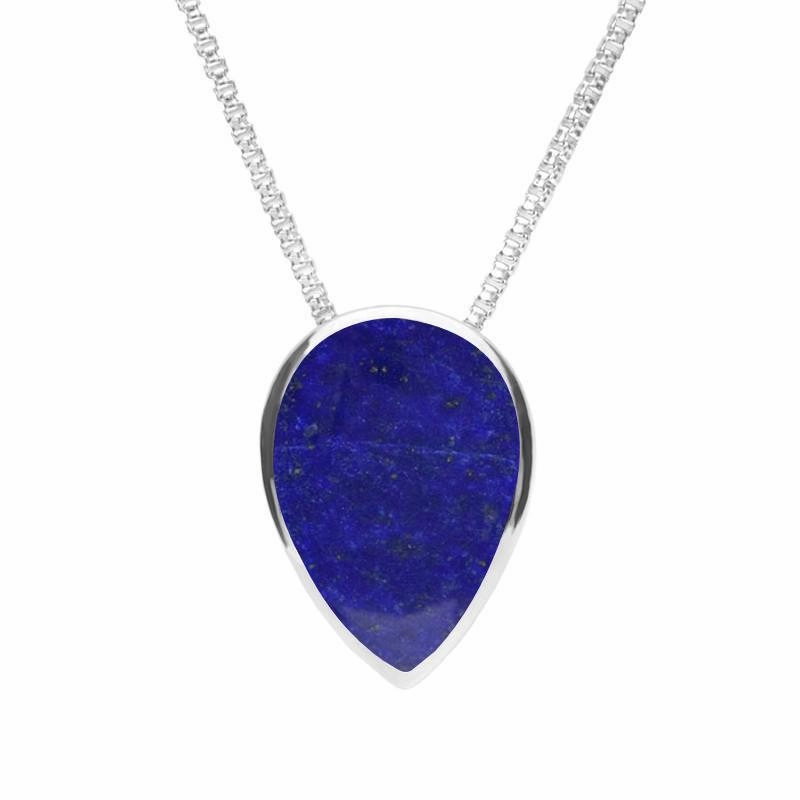 Sterling Silver Lapis Lazuli Upside Down Pear Necklace